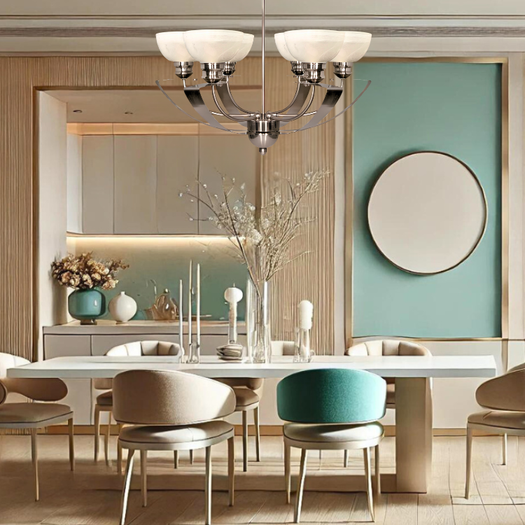 Candil moderno con pantallas cristal