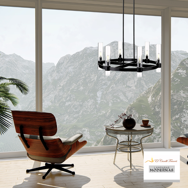 Candil contemporaneo con cilindros de cristal - candiles modernos